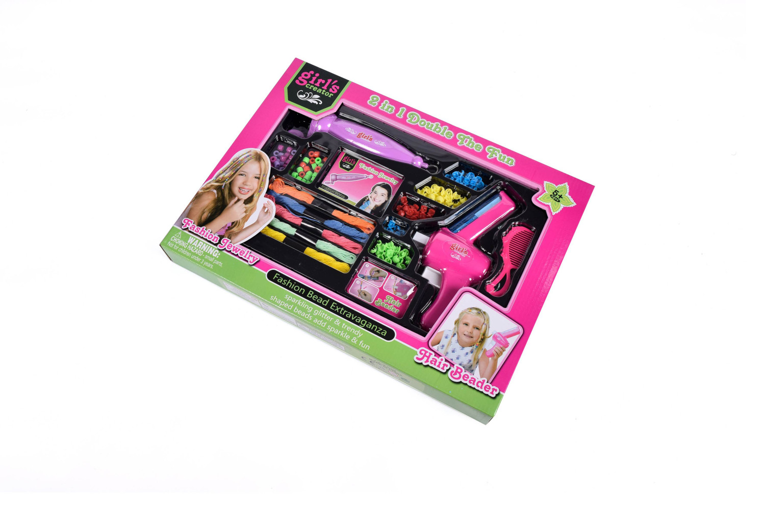 2-in-1 Fashion Bead & Hair Braiding Kit - Double the Fun for Creative Kids!
